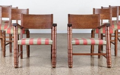 SET 8 FRENCH OAK CHAIRS BY MAURICE DUFRENE 1950