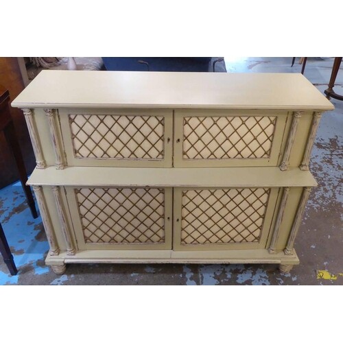 SIDE CABINET, Regency style painted of two graduated tiers w...