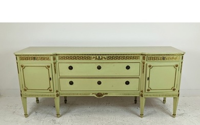 SIDEBOARD, neo classical style green painted and gilt, heigh...