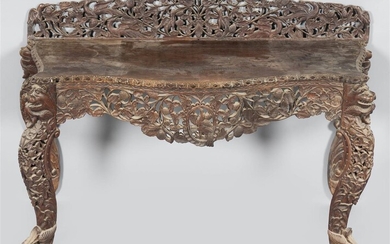 SOUTHEAST ASIAN CARVED TEAK CONSOLE, EARLY 20TH CENTURY