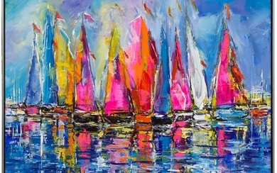 Sails of Color, limited edition embellished giclee on canvas by Duaiv, 31x25