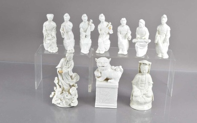 Seven Chinese blanc-de-chine porcelain figures of musicians