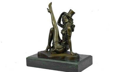 Sexy Burlesque Dancer Bronze Sculpture Statue Art Deco Marble Figurine Figure