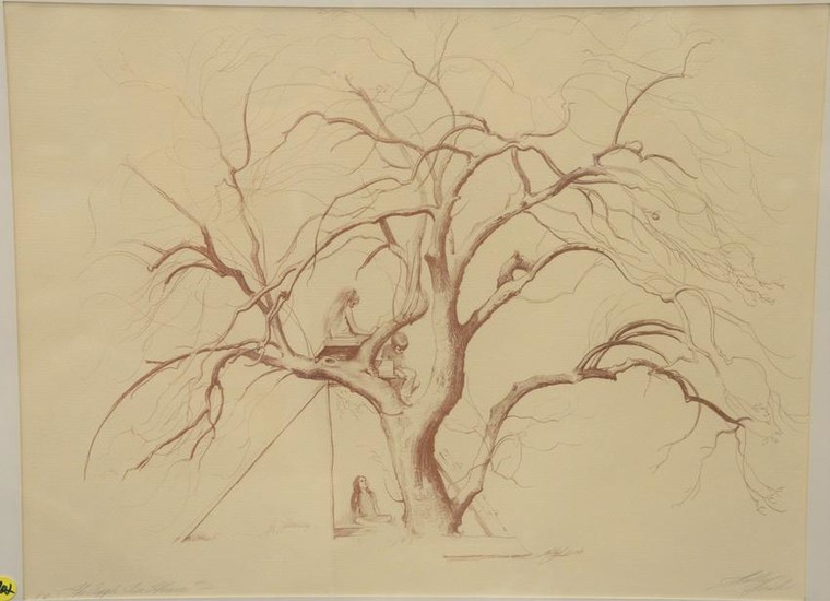 Shelly Fink, lithograph, "Apple Tree House", pencil