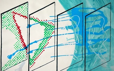 Sigmar Polke*, Unique, 1993, overpainting on Offset/ Mönchengladbach 1992, signed