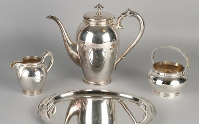 Silver coffee service, 835/000, four-piece, with a