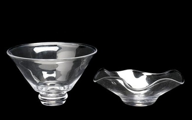 Simon Pearce, Two Contemporary Crystal Serving Bowls