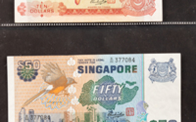 Small collection banknotes Singapore among which 50 Dollars 1976, 100...
