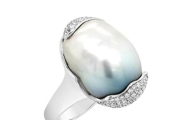 South Sea Baroque Pearl & Diamond Ring