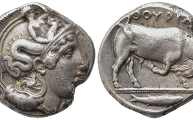 Southern Lucania, Thourioi, c. 350-300 BC. Electrotype AR Distater (25mm,...
