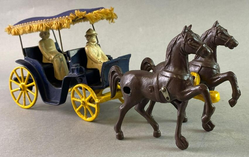 Stanley Toys Cast Iron Horse and Buggy with Riders