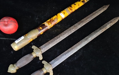 Star Lot : A 19th century Chinese double sword (Shuang Jian)...
