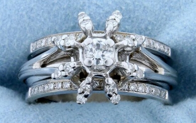 Starburst Design Diamond Ring in 14k White Gold