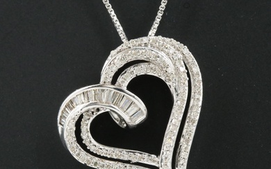 Sterling 0.48 CTW Diamond Heart Necklace