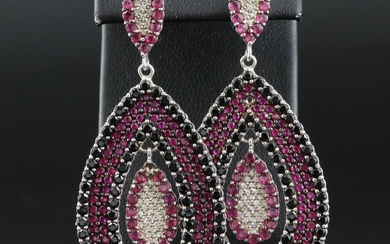 Sterling Ruby, Topaz and Spinel Earrings