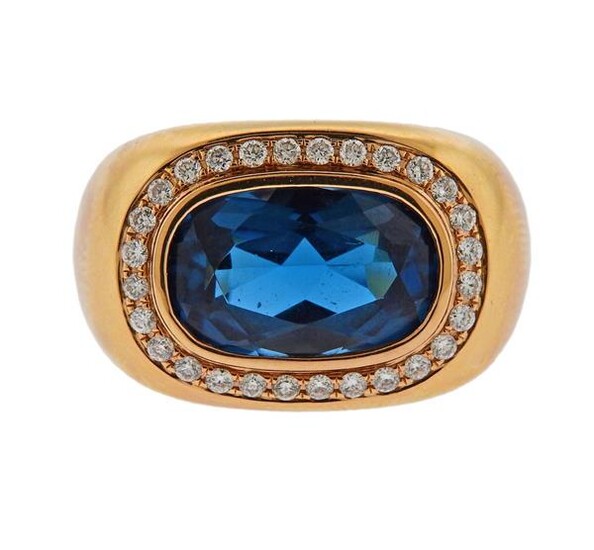 Suarez 18K Gold Diamond London Blue Topaz Ring