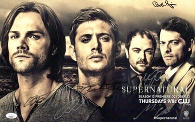 Supernatural Cast Signed Autograph 11X17 Poster Ackles Padalecki +4 JSA