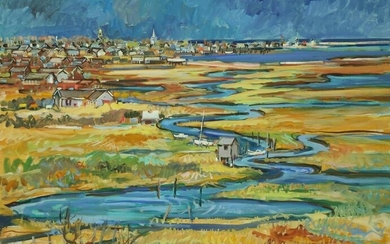Sybil Goldsmith Oil on Canvas "The Creeks, Nantucket", circa 1976