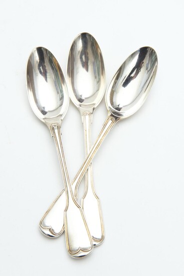 THREE VICTORIAN STERLING SILVER TABLE SPOONS, LEONARD JOEL LOCAL DELIVERY SIZE: SMALL