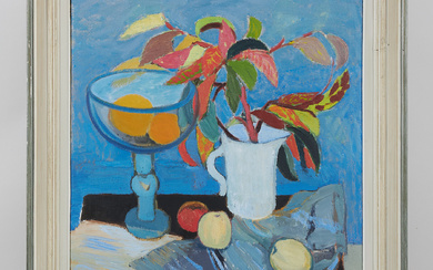TOVE JANSSON. “Nature morte with leaves”, signed and dated -55, oil on canvas.