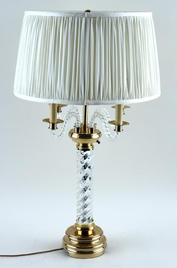 TWISTED GLASS FOUR LIGHT TABLE LAMP WITH SHADE