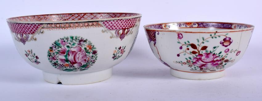 TWO 18TH CENTURY CHINESE EXPORT BOWLS Qianlong. Largest