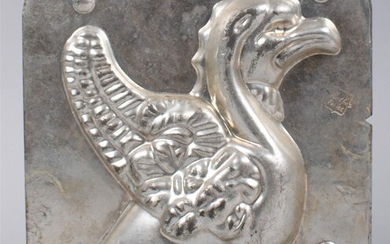 TWO METALLIC ANIMAL-SHAPED CHOCOLATE MOLDS, PROBABLY 20TH CENTURY