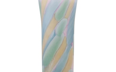 Tall Art Glass Vase with Multiple Colors 15 inches height x 5.5 in. wide