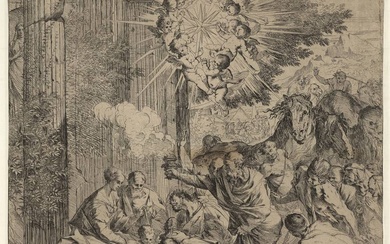 Testa, Pietro (1611-1650). The Adoration of the Magi. Etching, 43,4x35,7...