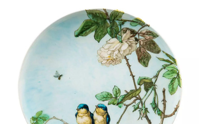 Theodore DECK (1823 - 1891) & Emmanuel BENNER (1836 - 1896) "Oiseaux et rosiers"