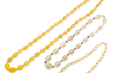 Three quartz beaded necklaces (3)