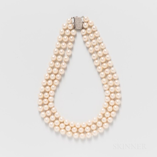 Three-strand Cultured Pearl Necklace