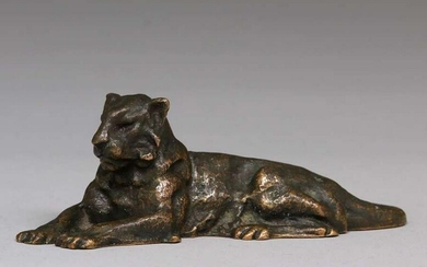 Tiffany Studios Bronze Lion Paperweight c1910
