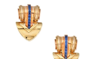 Tiffany & Co. Pair of Gold and Sapphire Dress Clips