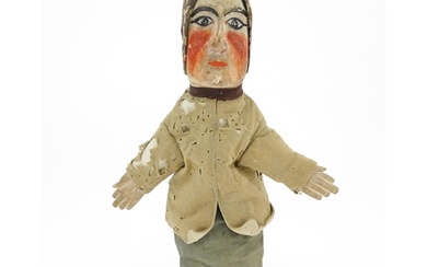 Toy: A 19thC French glove puppet with wooden head and hands ...