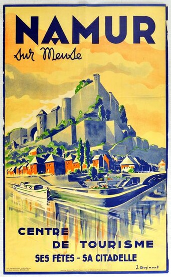 Travel Poster Namur Sur Meuse River Castle Citadelle