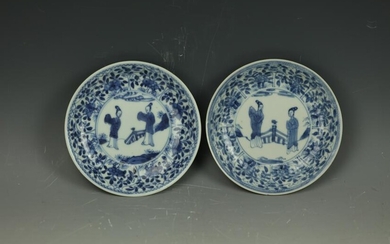 Two Chinese 17th Century Blue White Porcelain Dishes