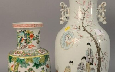 Two Chinese porcelain vases, Famille verte vase with