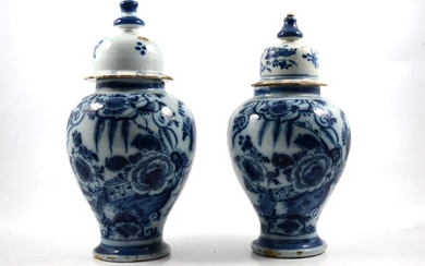 Two Delft vases with Chinoiserie decoration.