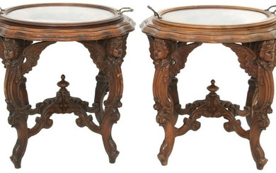 Two Figural Carved Walnut Serving Tables