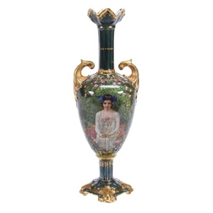 Two Handled Pedestal Vase, Unmarked E.S. Prussia