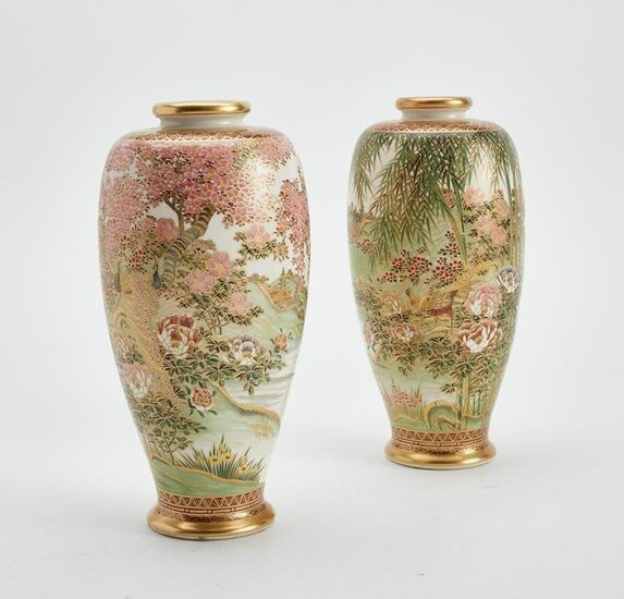 Two Japanese Satsuma porcelain vases