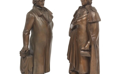 Two Patinated Sculptures of Goethe and Schiller