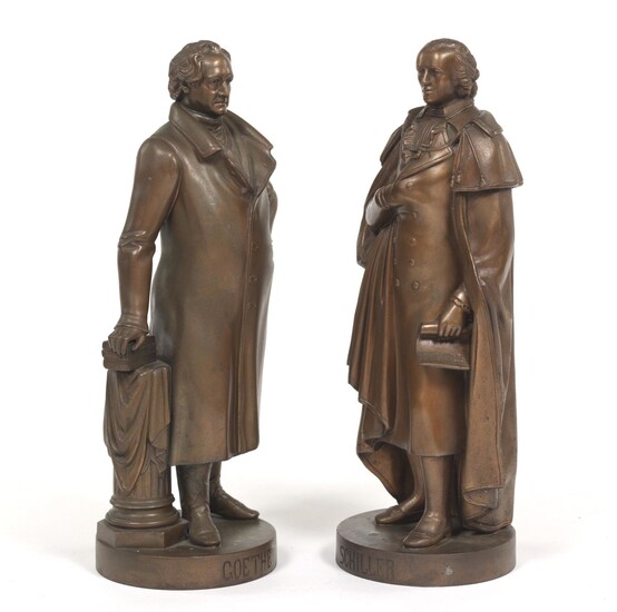 Two Patinated Sculptures of Goethe and Schiller