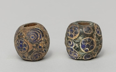 Two Roman Type Dragon-fly Eye Glass Beads
