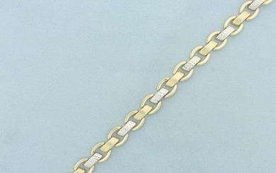 Two Tone diamond Cut Designer Bracelet in 14k Yellow and White Gold