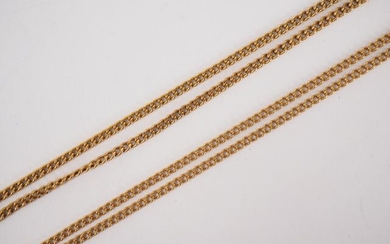 Two elements of yellow gold chains.