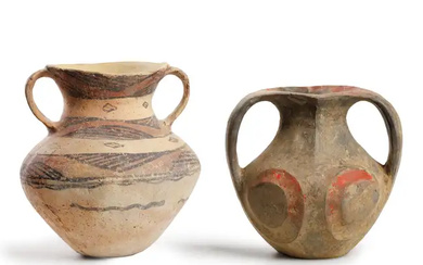 Two small Chinese painted pottery jars Neolithic period - Han dynasty The...