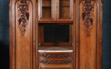 UNUSUAL FRENCH WALNUT CABINET CARVED C.1890