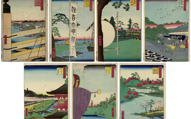 UTAGAWA HIROSHIGE (1797-1858) UTAGAWA HIROSHIGE II (1862-1869), Sixteen woodblock prints: Seven prints from the series One Hundred Views of Edo and nine prints from the series One Hundred Famous Views in the Various Provinces